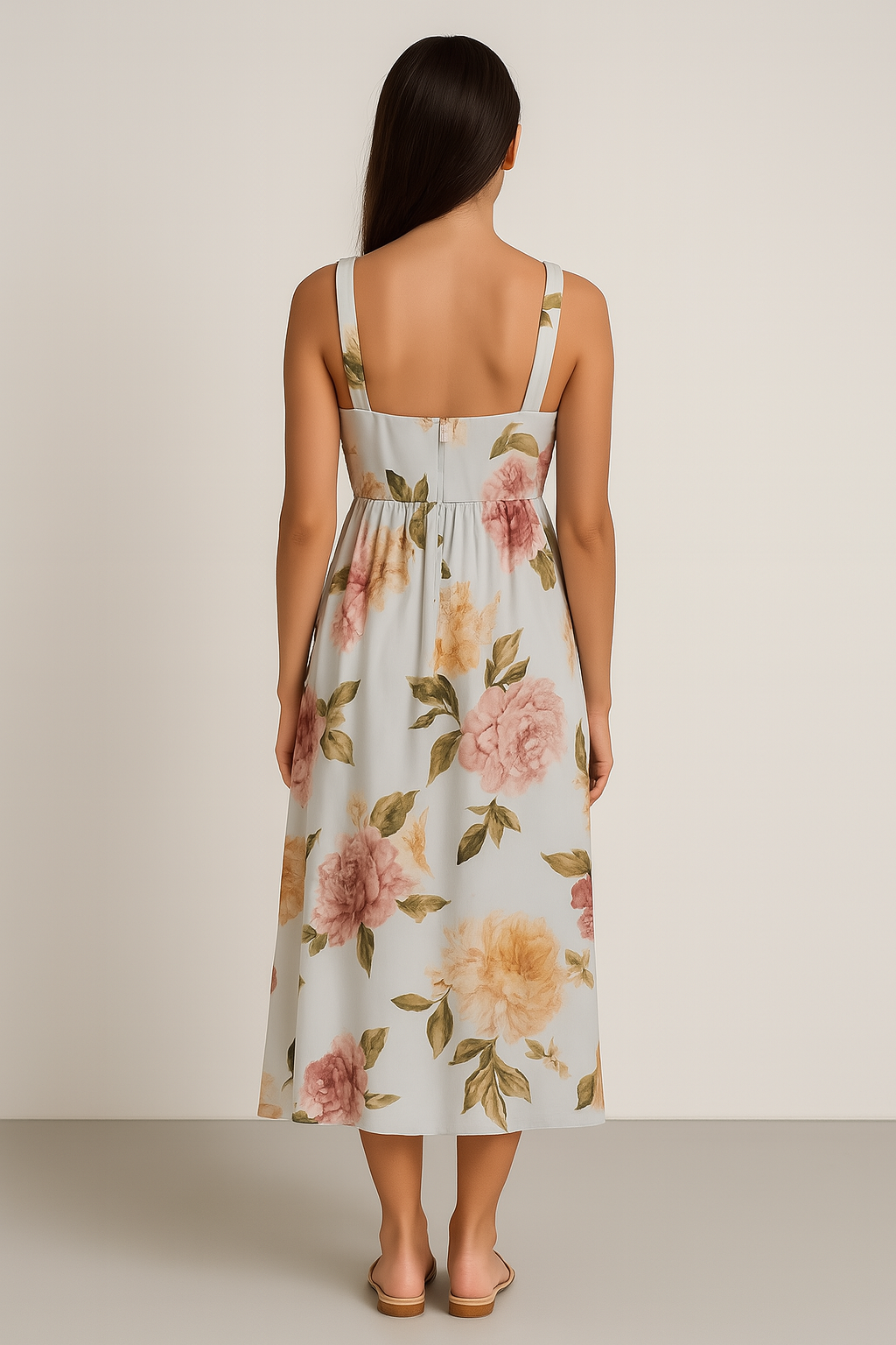 Floral Silk Midi Dress