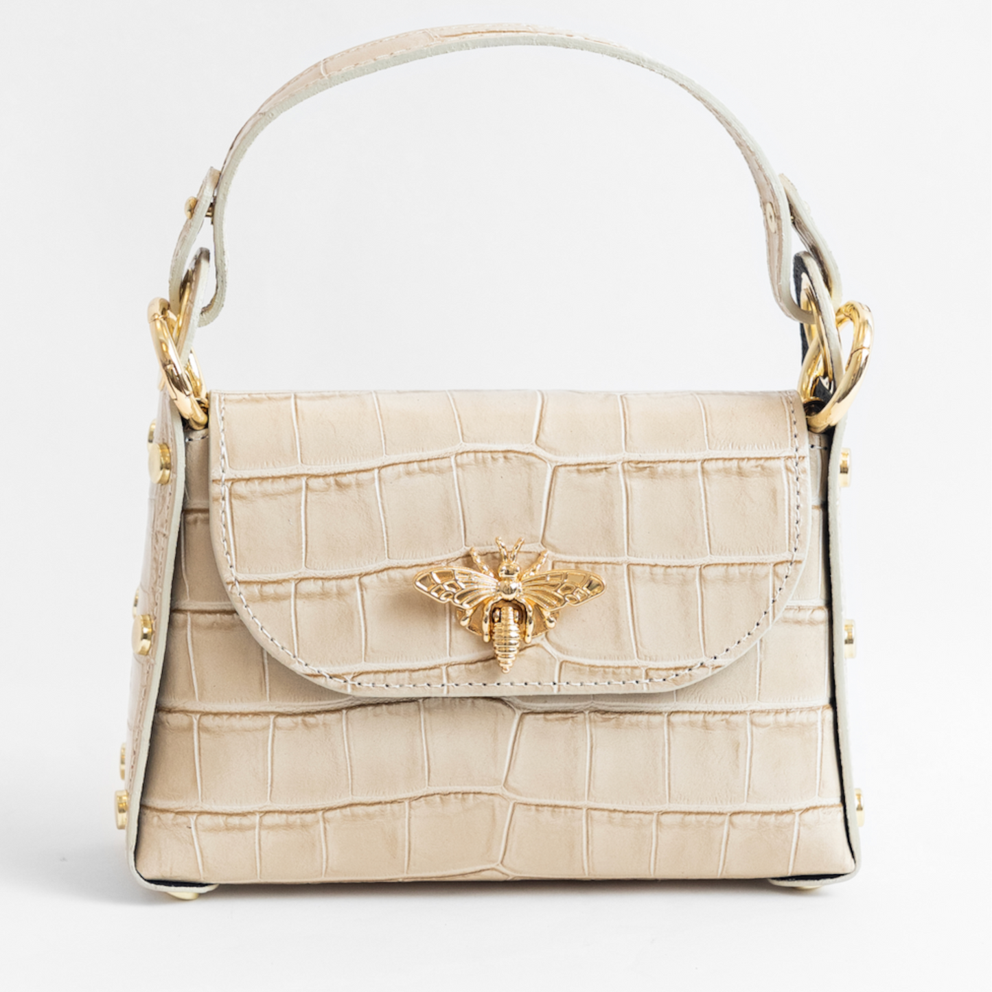 Croc Embossed Leather Satchel