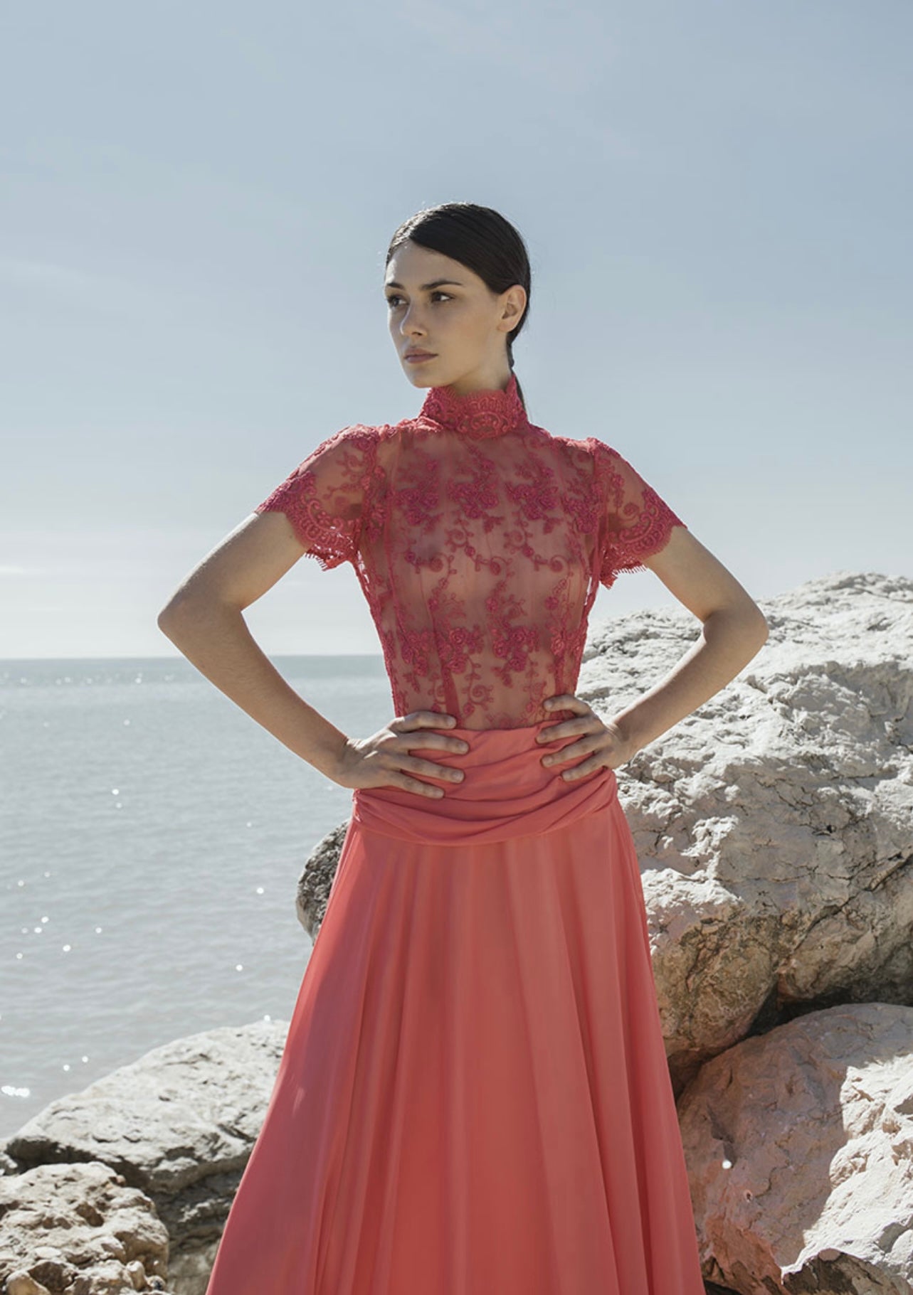 Coral Lace Gown