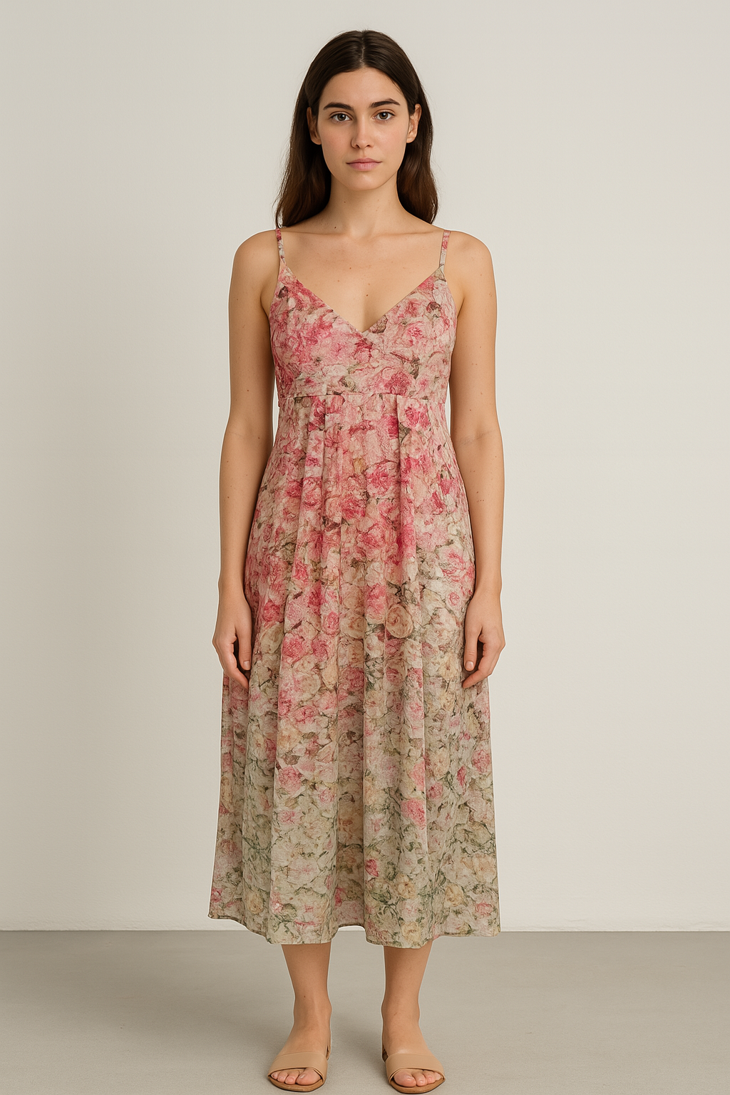 Silk Floral Midi Dress
