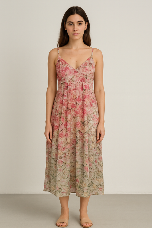 Silk Floral Midi Dress