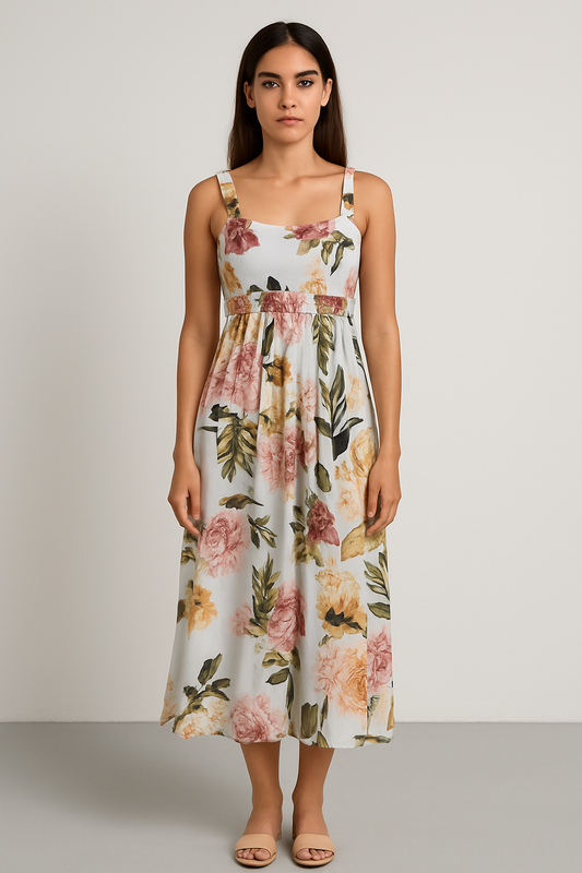 Floral Silk Midi Dress