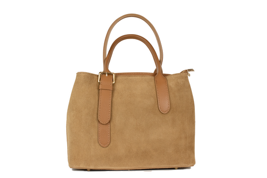 Suede Tote with Leather Handles