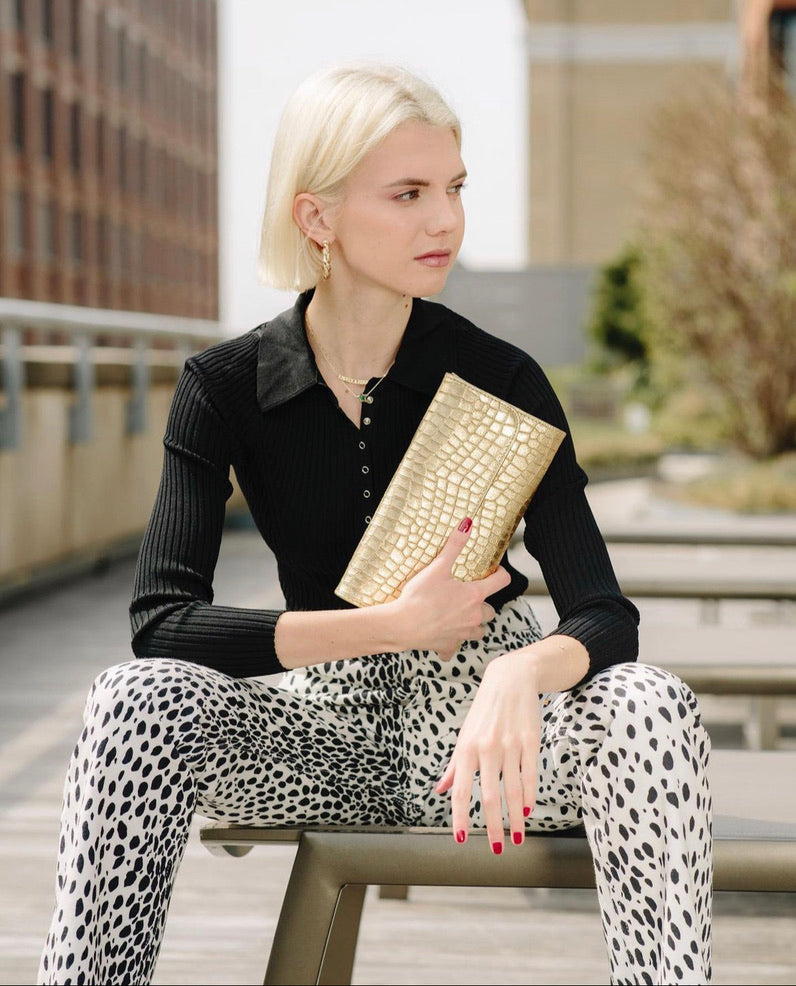 Metallic Leather Clutch
